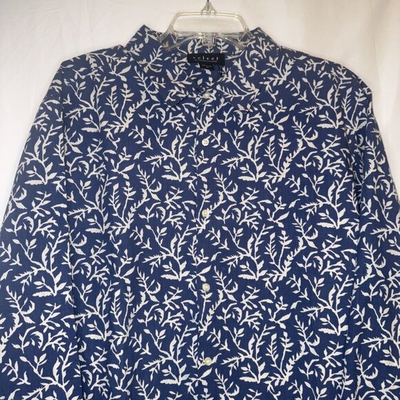 Velvet By Graham & Spencer Mens Blue Fern Print Cotton Button Up Shirt Sz XL NEW - Picture 2 of 8